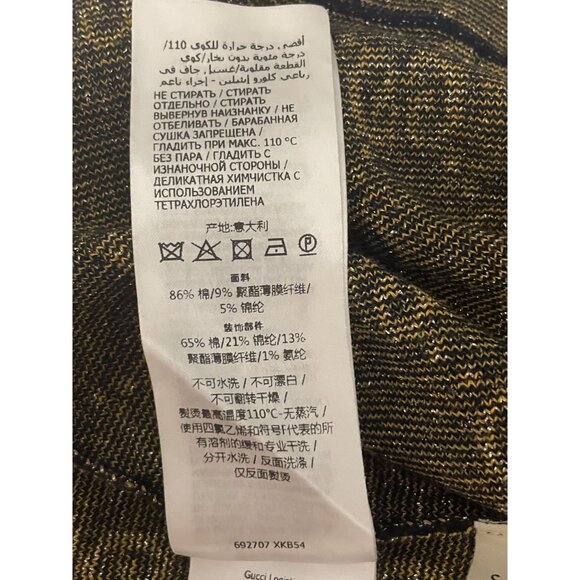 Gucci Womens Black & Gold GG Monogram Knit Short-Sleeve Dress With Pocket Detail - Picture 12 of 16